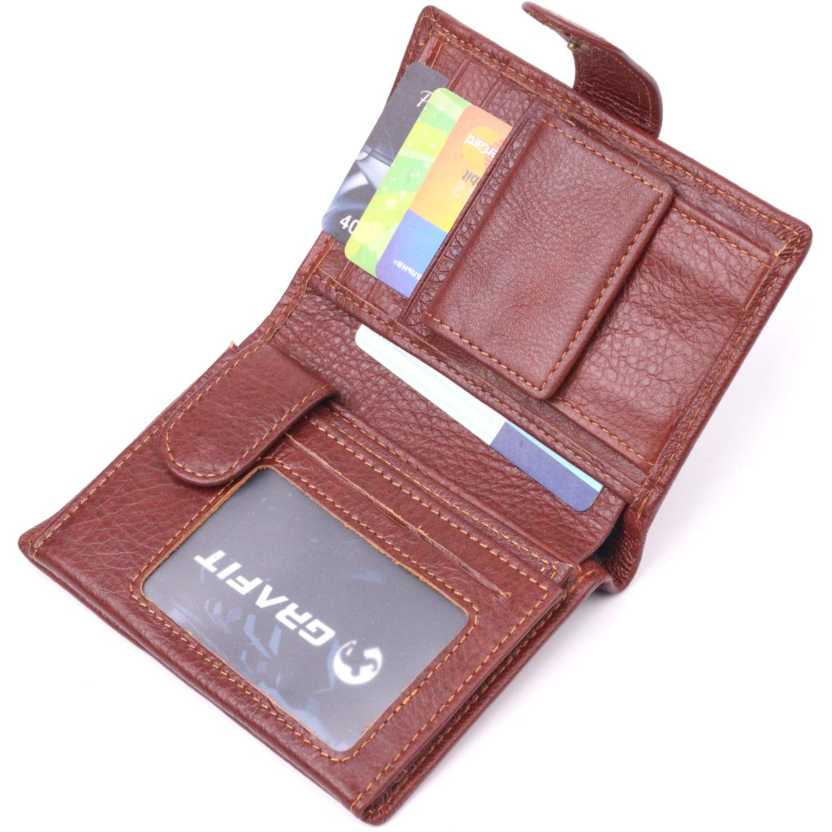 Портмоне вертикальное мужское Vintage Men Wallet 21399 из натуральной кожи Коричневый - фото 4