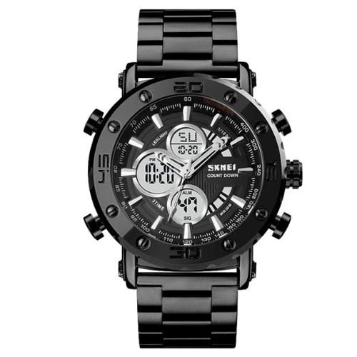 Часы наручные с подсветкой Skmei 1636BKBK 3 ATM 49 мм Black (597981)