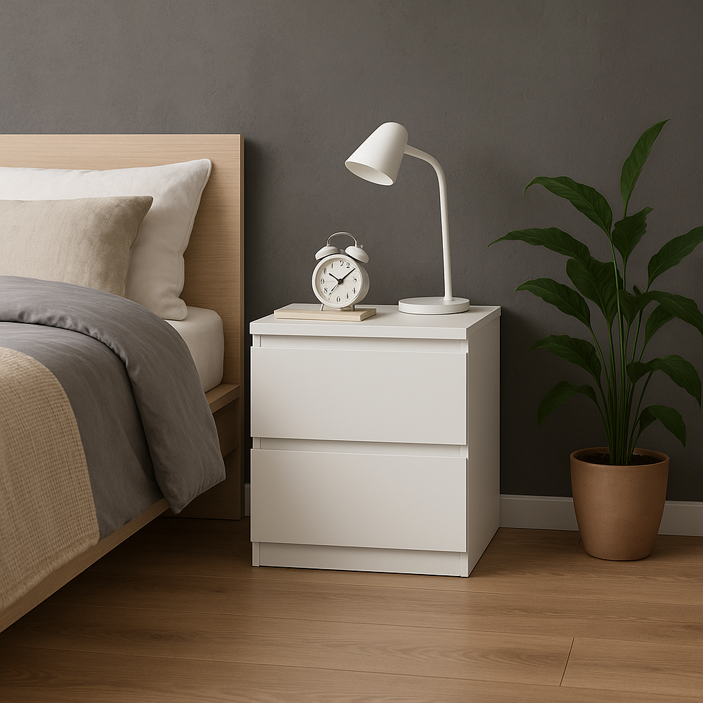 Тумба приліжкова MEBEX на 2 шухляди 40х40х54,4 см Білий (VS2B400WH) - фото 4 Тумба приліжкова MEBEX на 2 шухляди 40х40х54,4 см Білий (VS2B400WH) - фото 4