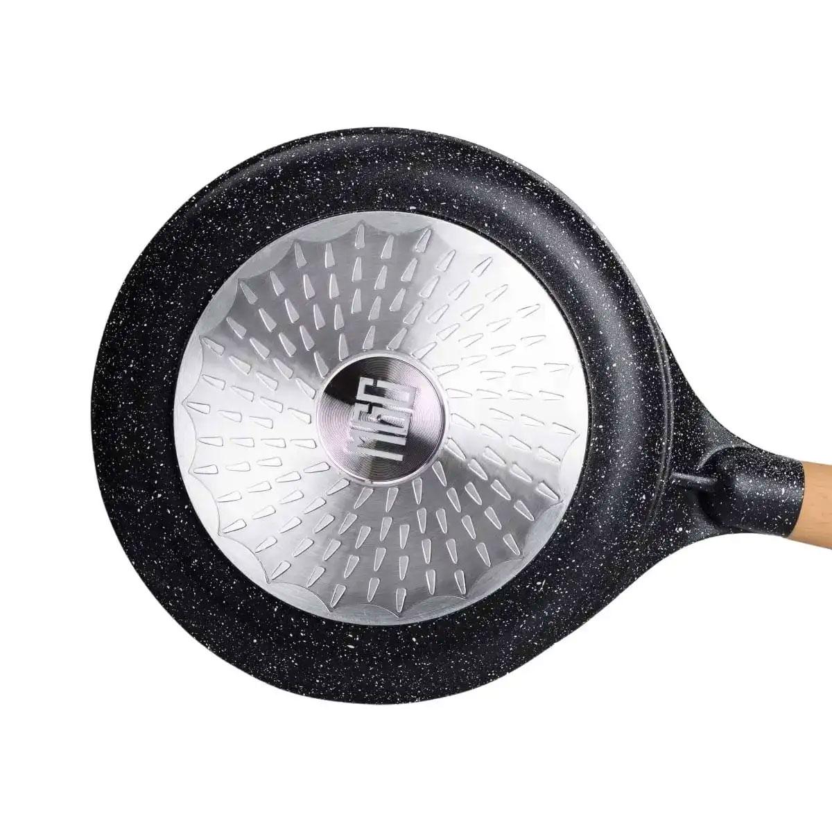 Сковорода блинная алюминиевая MGC с мраморным антипригарным покрытием толстое дно 22 см Black (5191) - фото 9