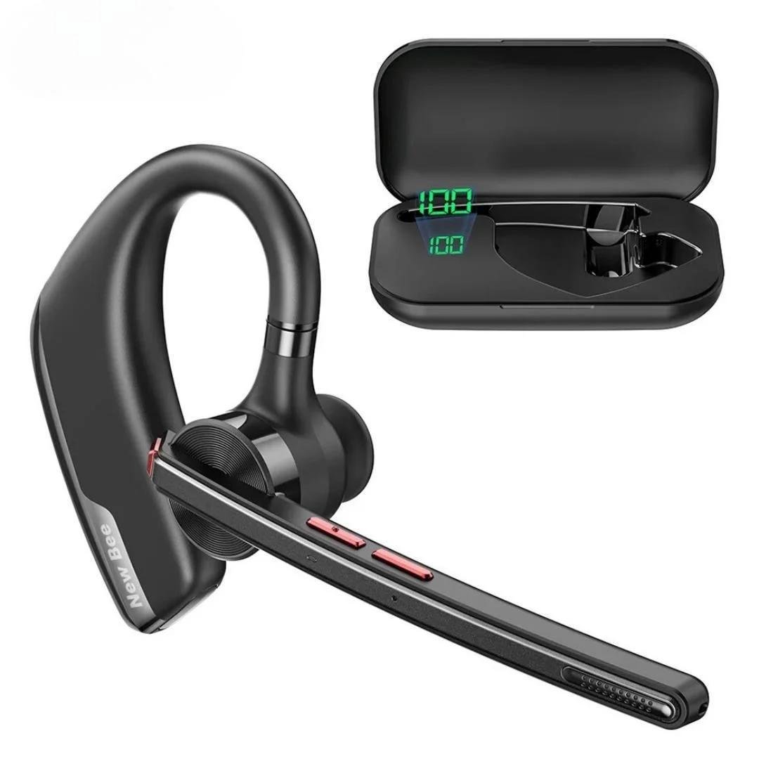 Гарнітура New Bee M51 Bluetooth з шумозаглушенням і зарядним рейсом Чорний (QCC4)