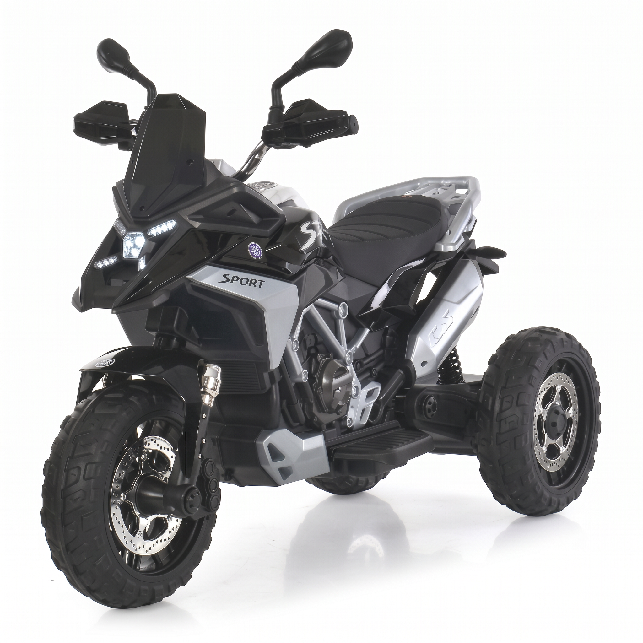 Детский электромотоцикл трехколесный Bambi Racer M 6478EL-2 2 мотора 35W/12V 12AH/колеса EVA/кожаное сиденье Черный (37997726)