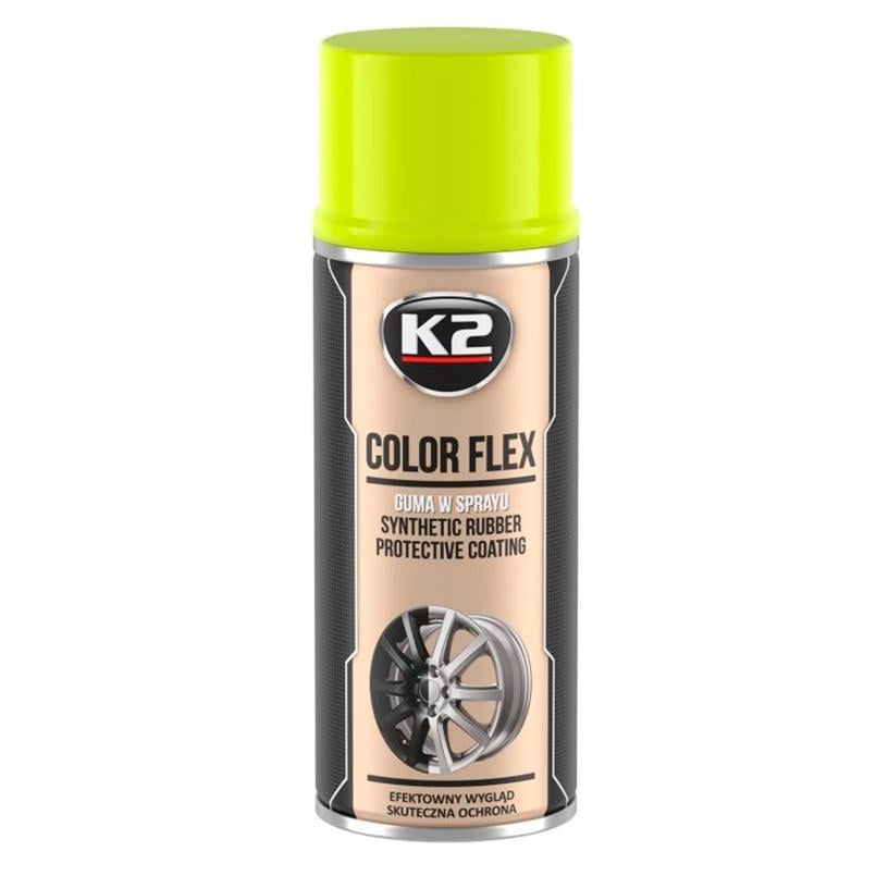 Краска жидкая резина K2 COLOR FLEX желтая глянцевая аэрозоль 400мл