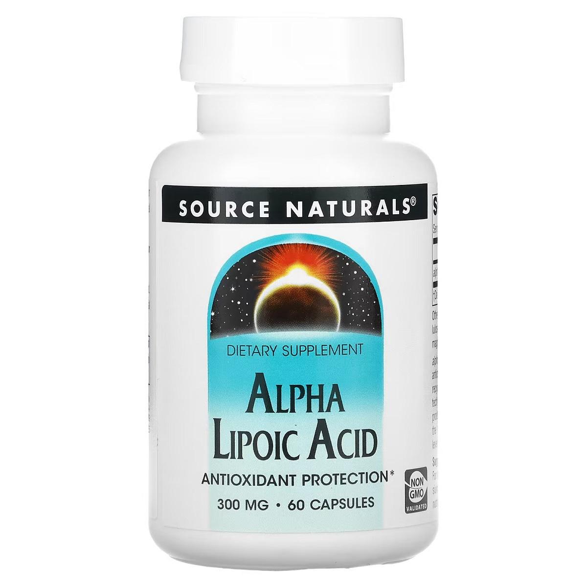 Вітаміни Альфа-Липоєва кислота Alpha Lipoic Acid Source Naturals 60 капс. 300 мг (7007)