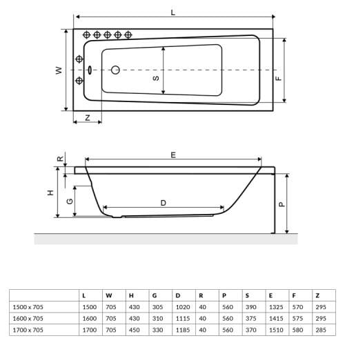 Ванна акрилова прямокутна Excellent Sekwana Waex.sek16Wh 159,5х70,5 см Білий (76988) - фото 2