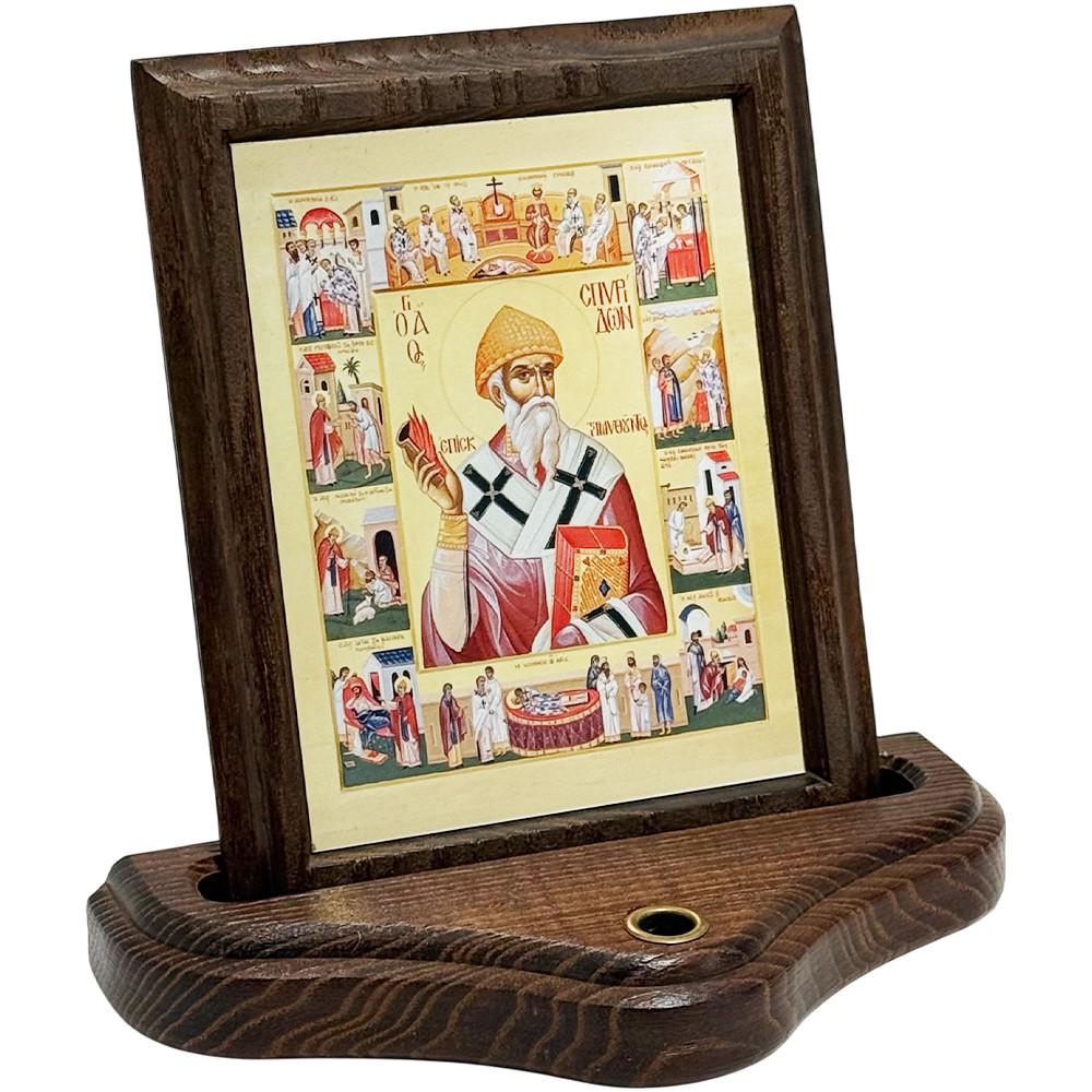 Ікона Святий Спиридон з житієм на підставці (ФР-00012592)