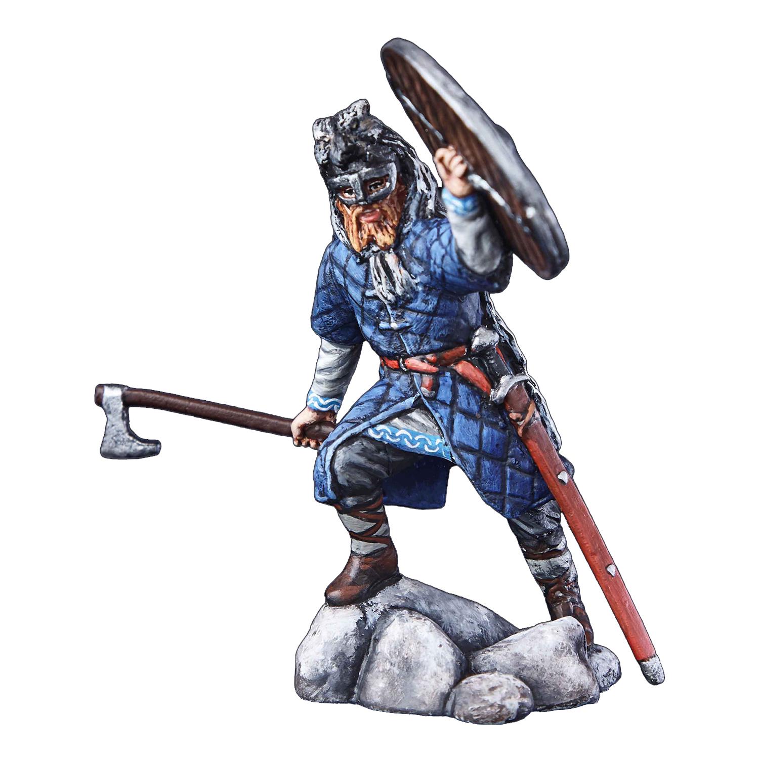 Статуэтка коллекционная раскрашенная Ульфхендар Викинг со шкурой волка из металла и олова 6,5 см (42000064)
