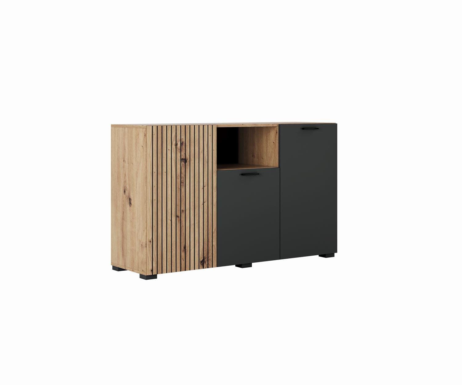 Тумба Світ меблів Зара 3Д из ДСП Дуб артизан/Антрацит (51734)