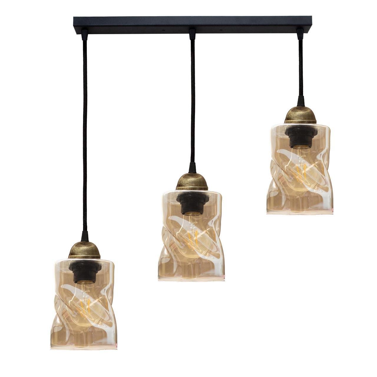 Подвесной светильник MSK ELECTRIC Tornado на планке на три плафона под лампу Е27 Черный/Бронзовый (PL 20245-3 BK)