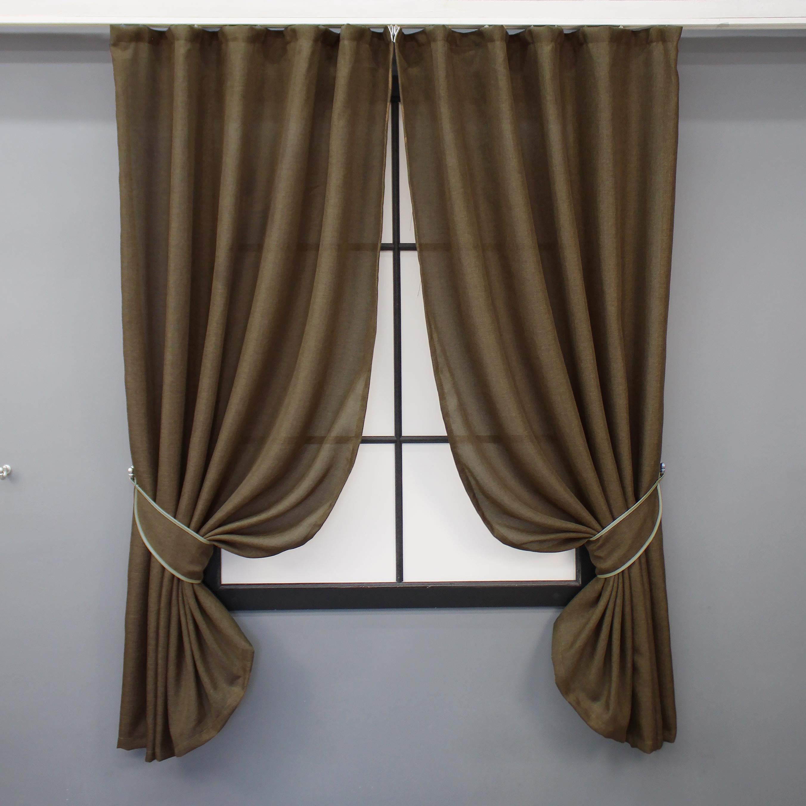 Комплект коротких штор VR-Textil Лен Мешковина № 1476ш 130х170 см 2 шт. Коричневый (35-0299)