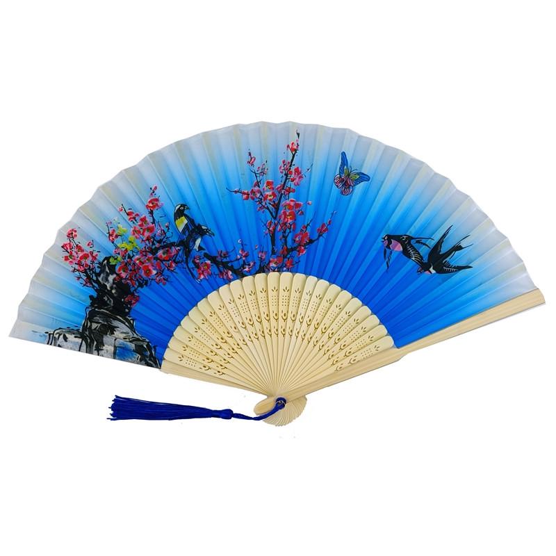 Віяло дерев'яне 21х37 см Блакитний (C4062)