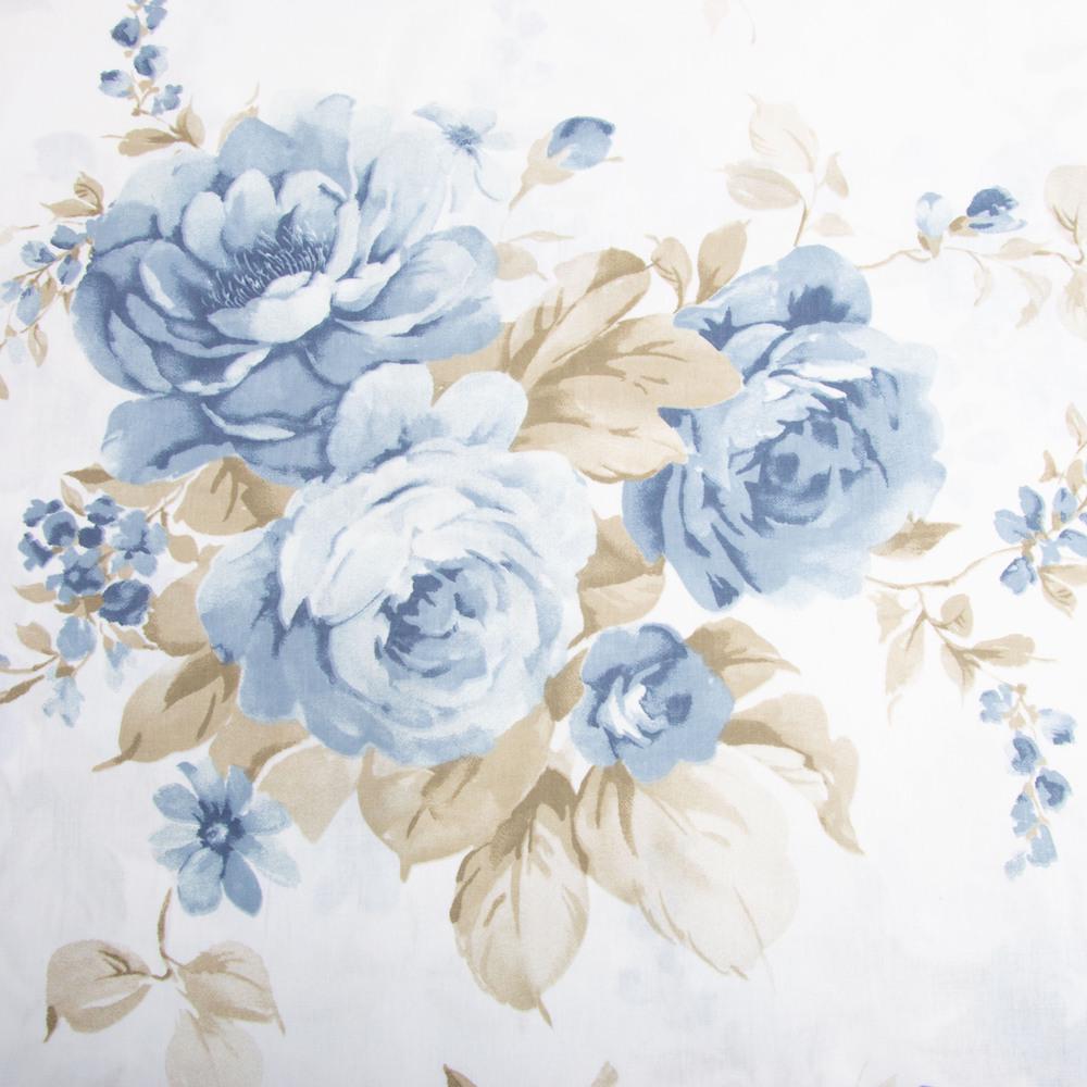 Ткань бязь ранфорс для постельного белья Букет роз 130 гр/м2 240 см Деним (7.29035/29)