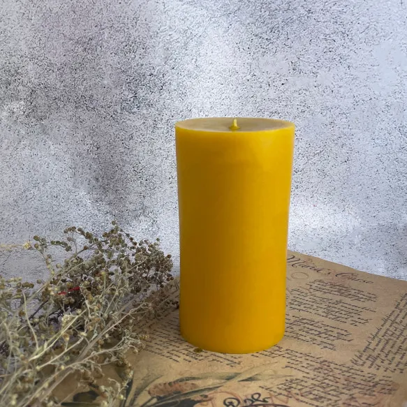 Свеча восковая Цилиндр 7,5х14 см Желтый (1197)