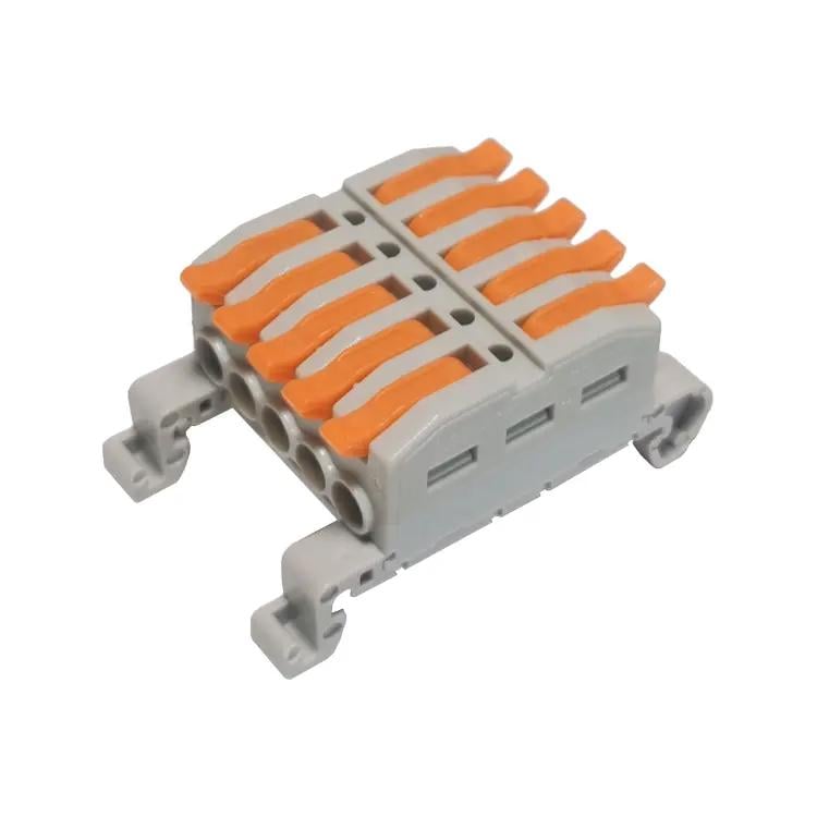 Клемма проходная Tactix 0,08-4 мм2 32А 5х1-5х1 одинарная на DIN-рейку 45,6х28,6х20 мм Оранжевый (KV227G-5)