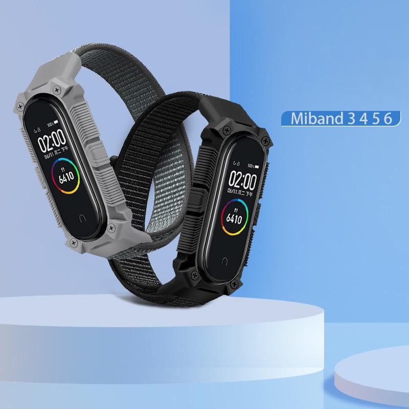 Ремінець Armor design для фітнес-браслету Mi Band 3/4/5/6/7 нейлоновий Сірий (07.05.10.GR) - фото 2