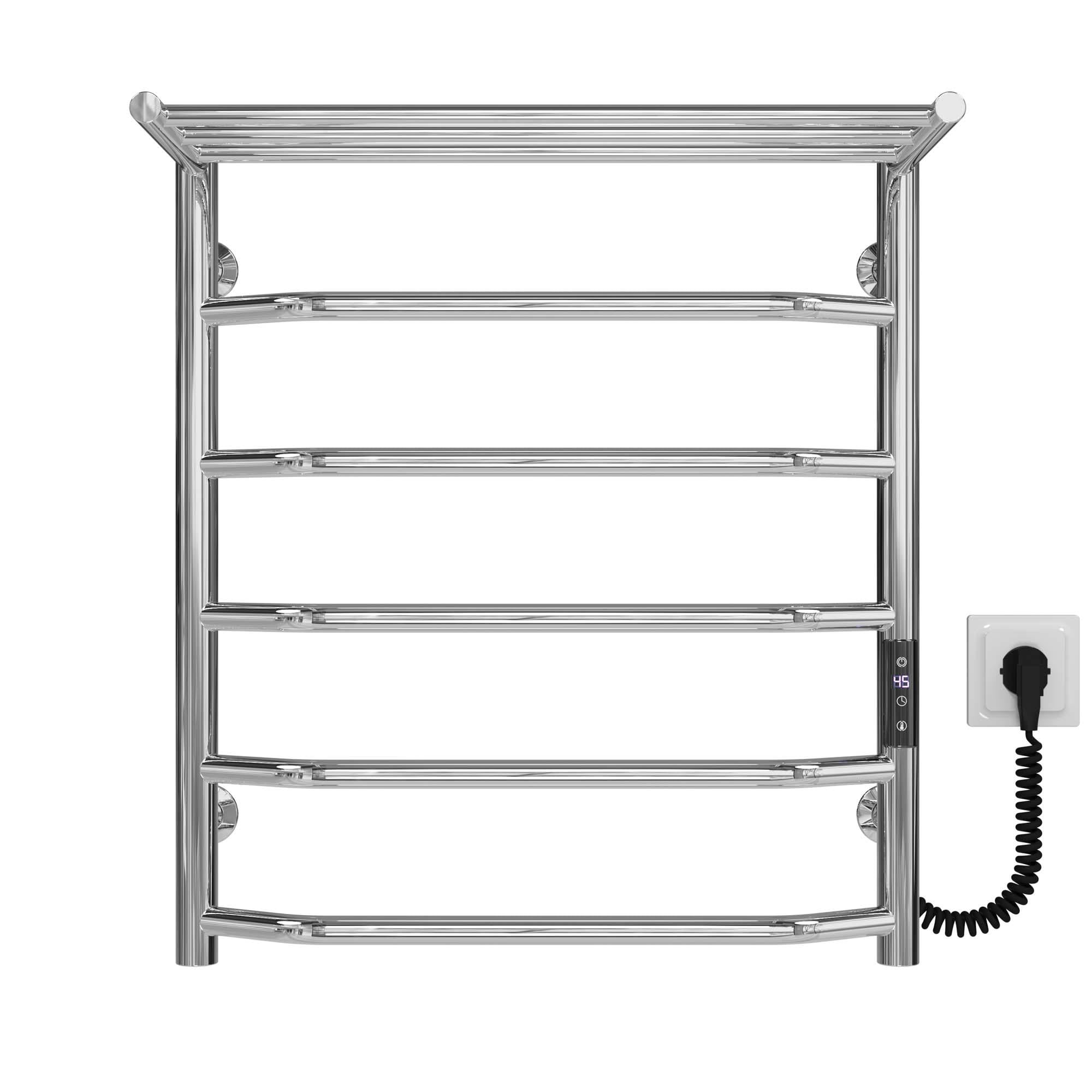 Полотенцесушитель электрический с полкой Deffi Трапеция П6 JD03 правое подключение нержавеющая сталь 500х600 мм Хром (C.TP.60.50.6.E.C.R.1)