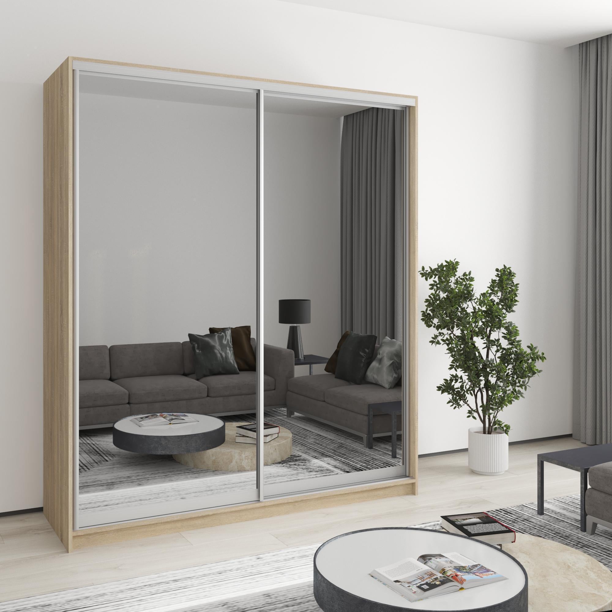 Шкаф-купе двухдверный MebelStar Уни AL 2 зеркала 180x60x210 см Дуб сонома (MBS-2655)