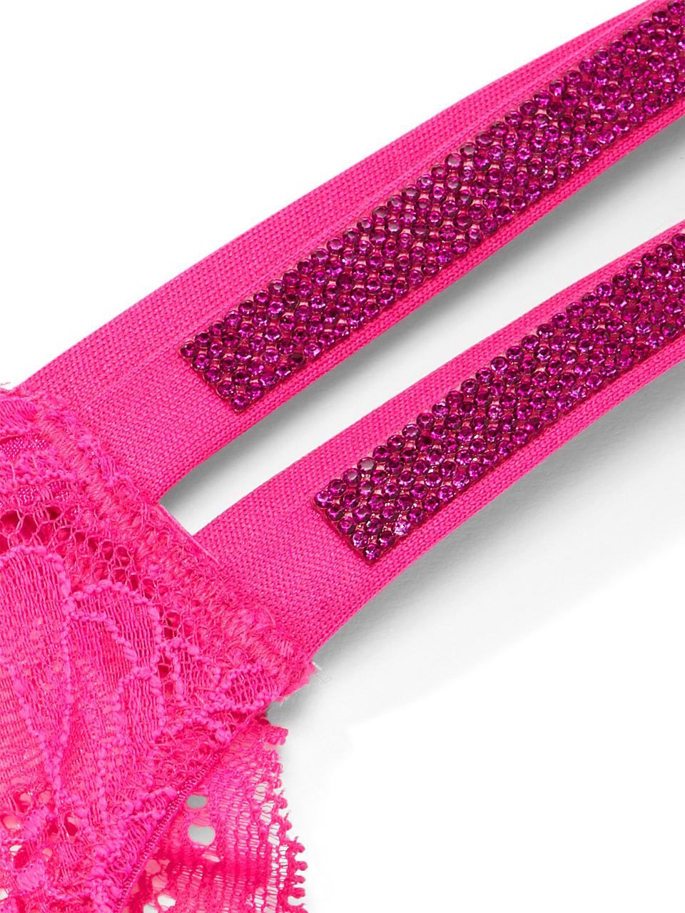 Труси жіночі Victoria's Secret Double Shine Strap Lace Brazilian XS Рожевий (15397519) - фото 4