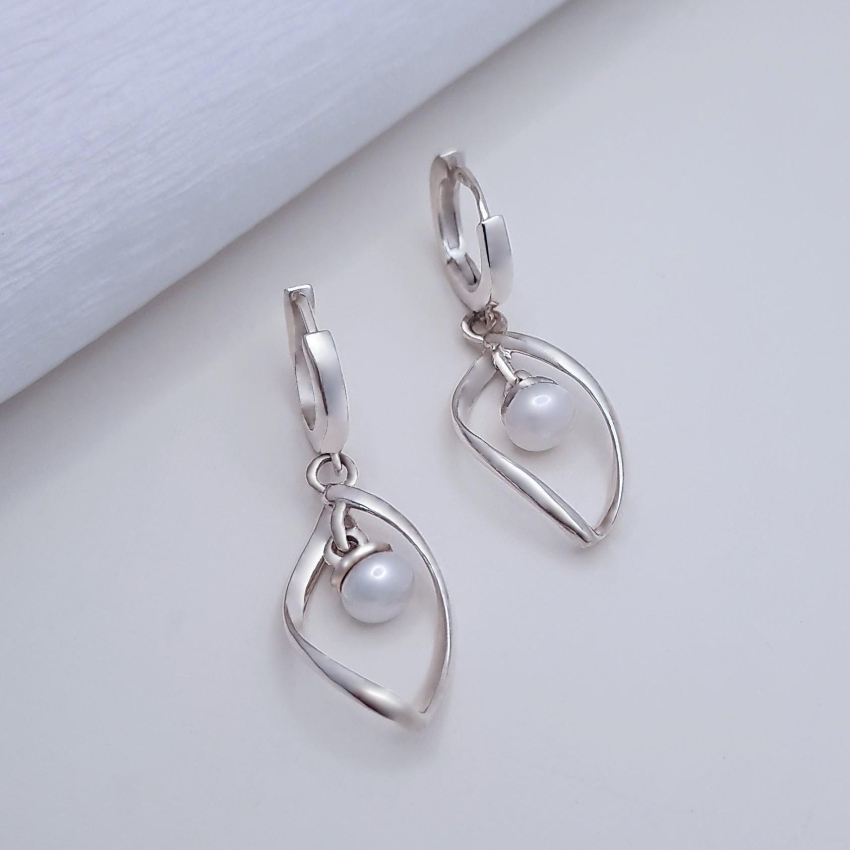 Серебряные серьги с жемчугом Кампала