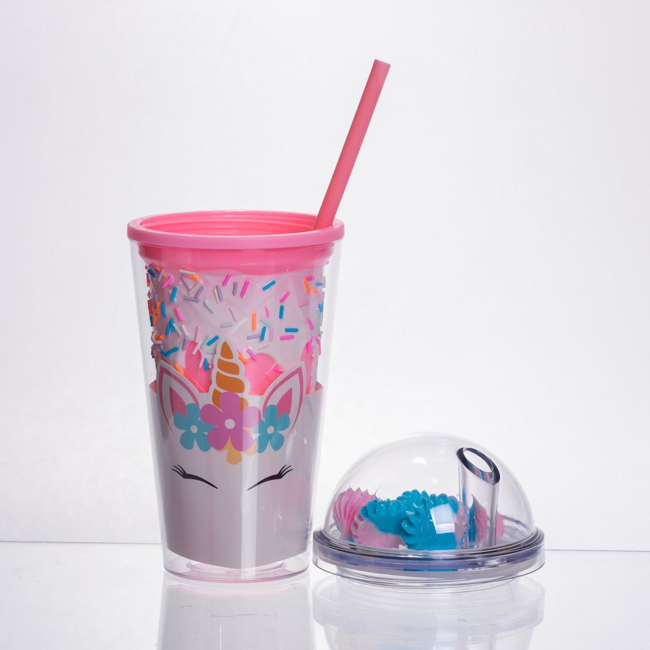 Стакан пластиковий з трубочкою і кришкою багаторазовий 400 мл Рожевий (HP-18-1P) - фото 2 Стакан пластиковий з трубочкою і кришкою багаторазовий 400 мл Рожевий (HP-18-1P) - фото 2