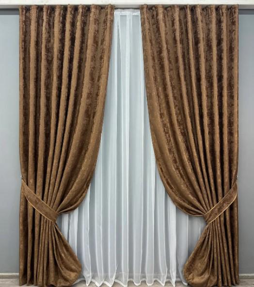 Комплект штор из жаккарда SULTAN XO 1,5х2,75 м 2 шт. Коричневый (1827ш 33-0819)