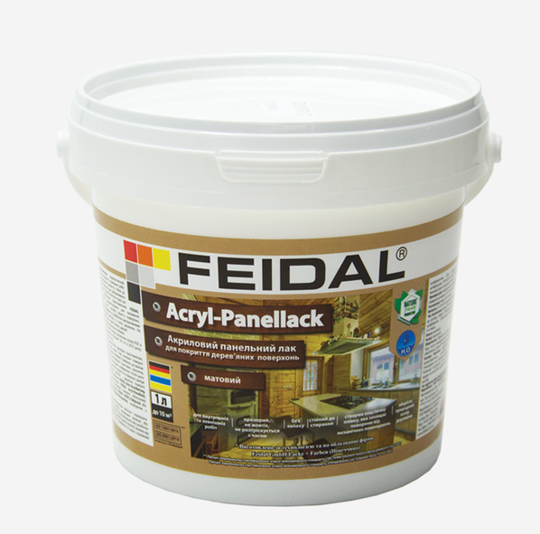 Лак акриловый водорастворимый Feidal Acryl-Panellack матовый на основе акрила для панелей и плинтусов 1 л Прозрачный (1816129205)