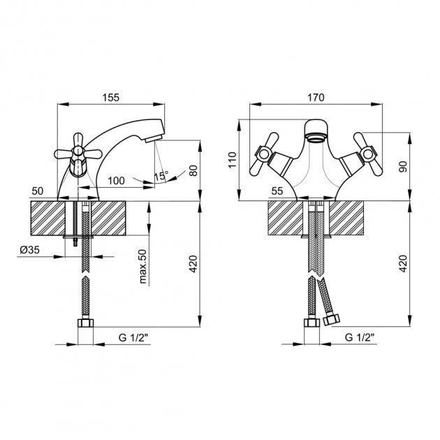 Змішувач Lidz Dominox CRM 15 161 для умивальника - фото 2