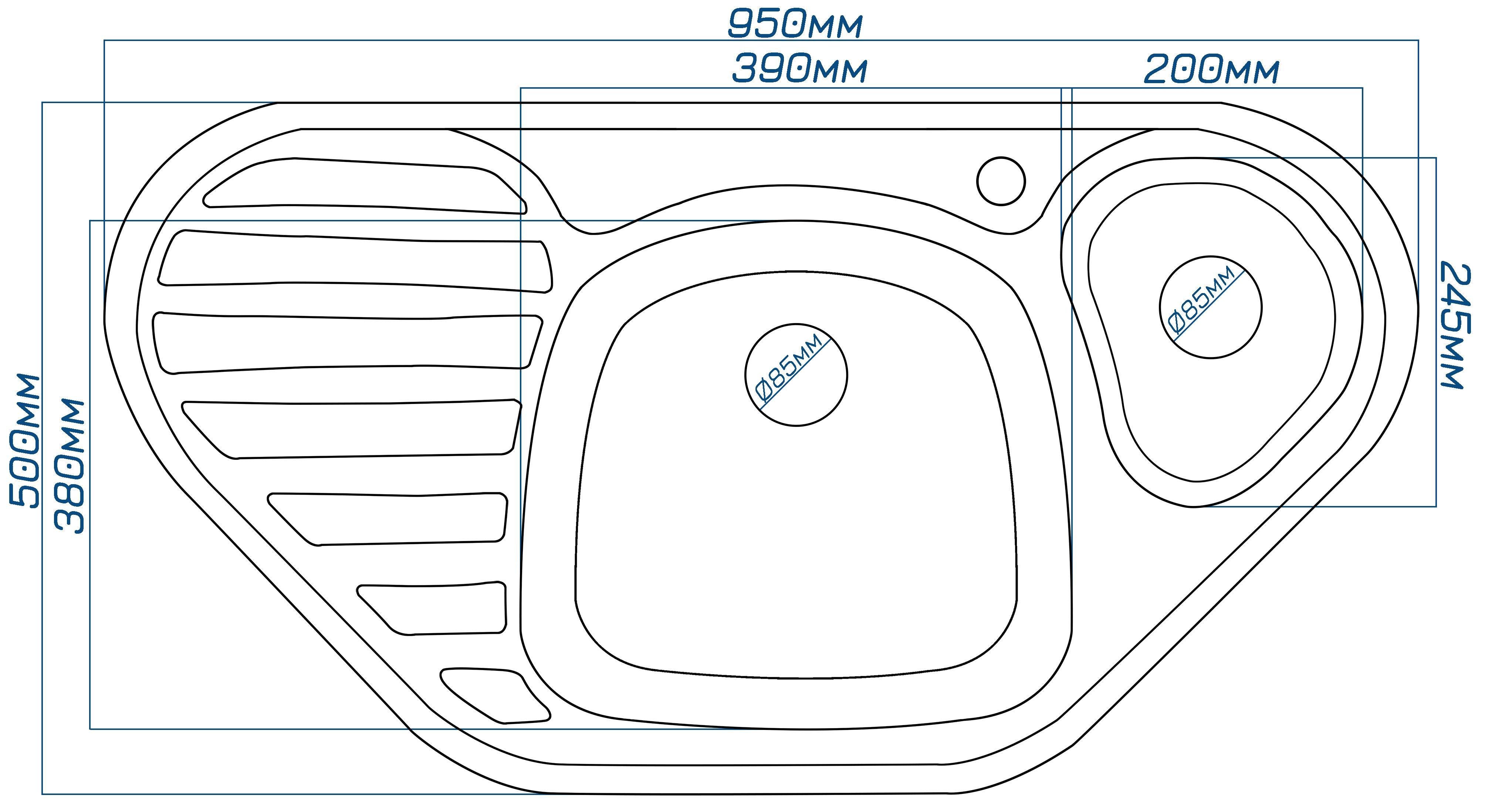 Мойка кухонная EcoLine EL20R 950x500 мм Серый - фото 3 Мойка кухонная EcoLine EL20R 950x500 мм Серый - фото 3