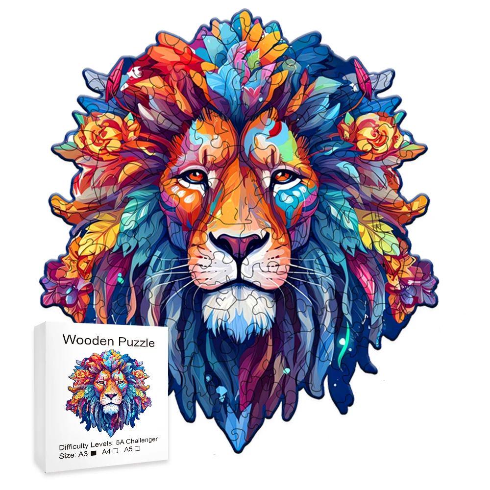 Пазлы деревянные лев А3 (644)