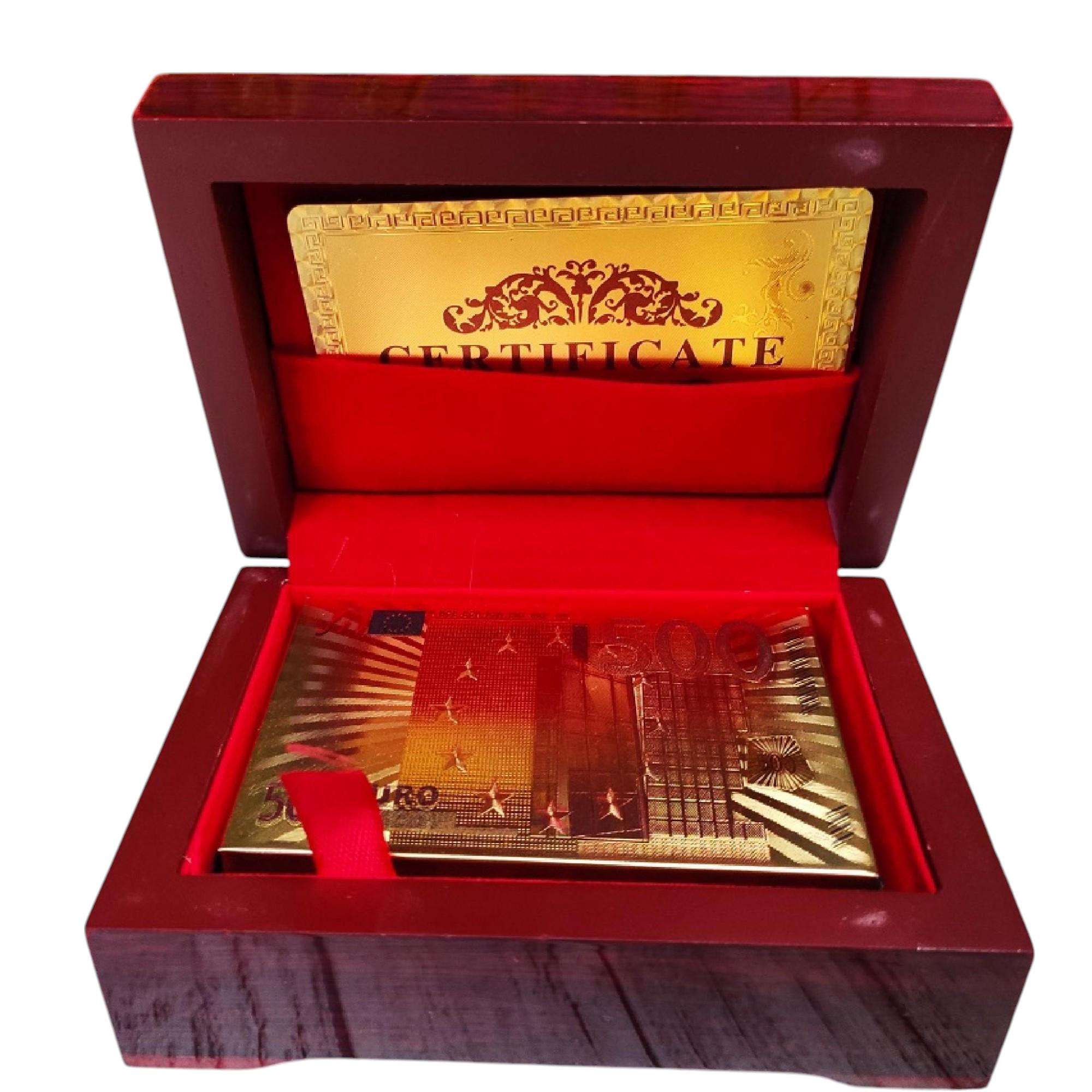 Карты игральные покерные 500 EURO пластиковые 54 шт. в деревянном ящике Gold (25786577)