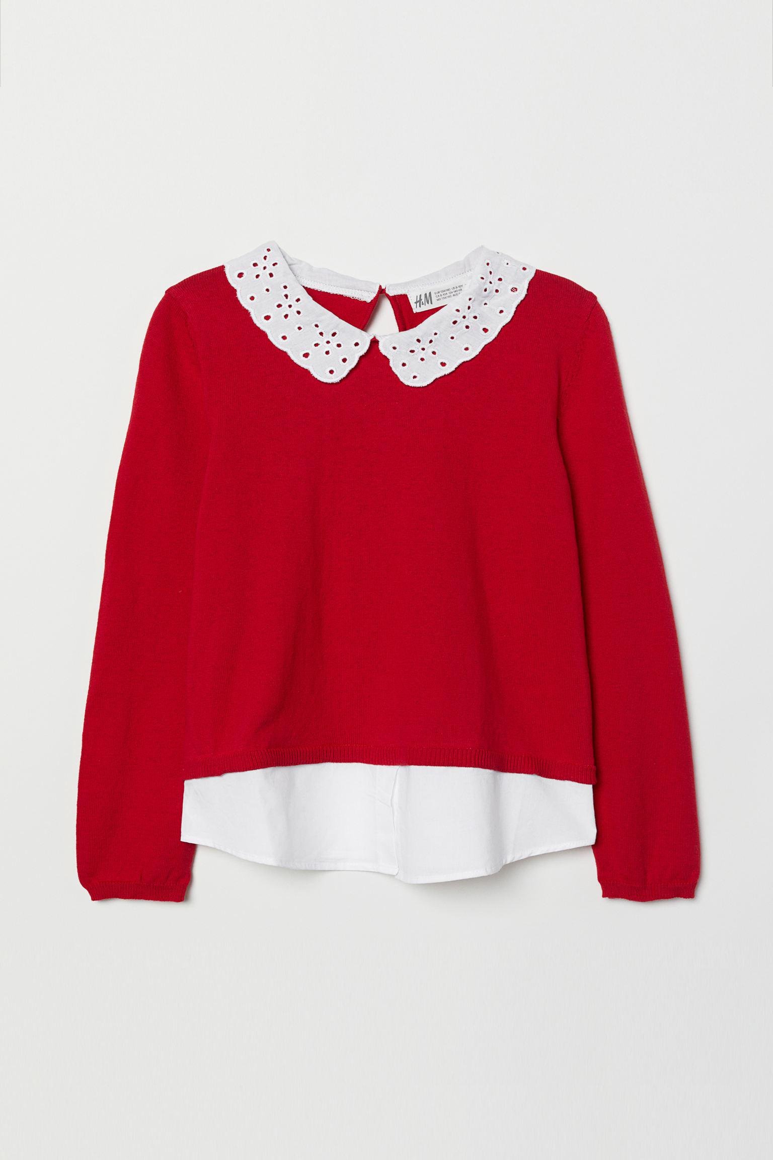 Свитер с воротником для девочки H&M 110 см-116 Red (637609006)