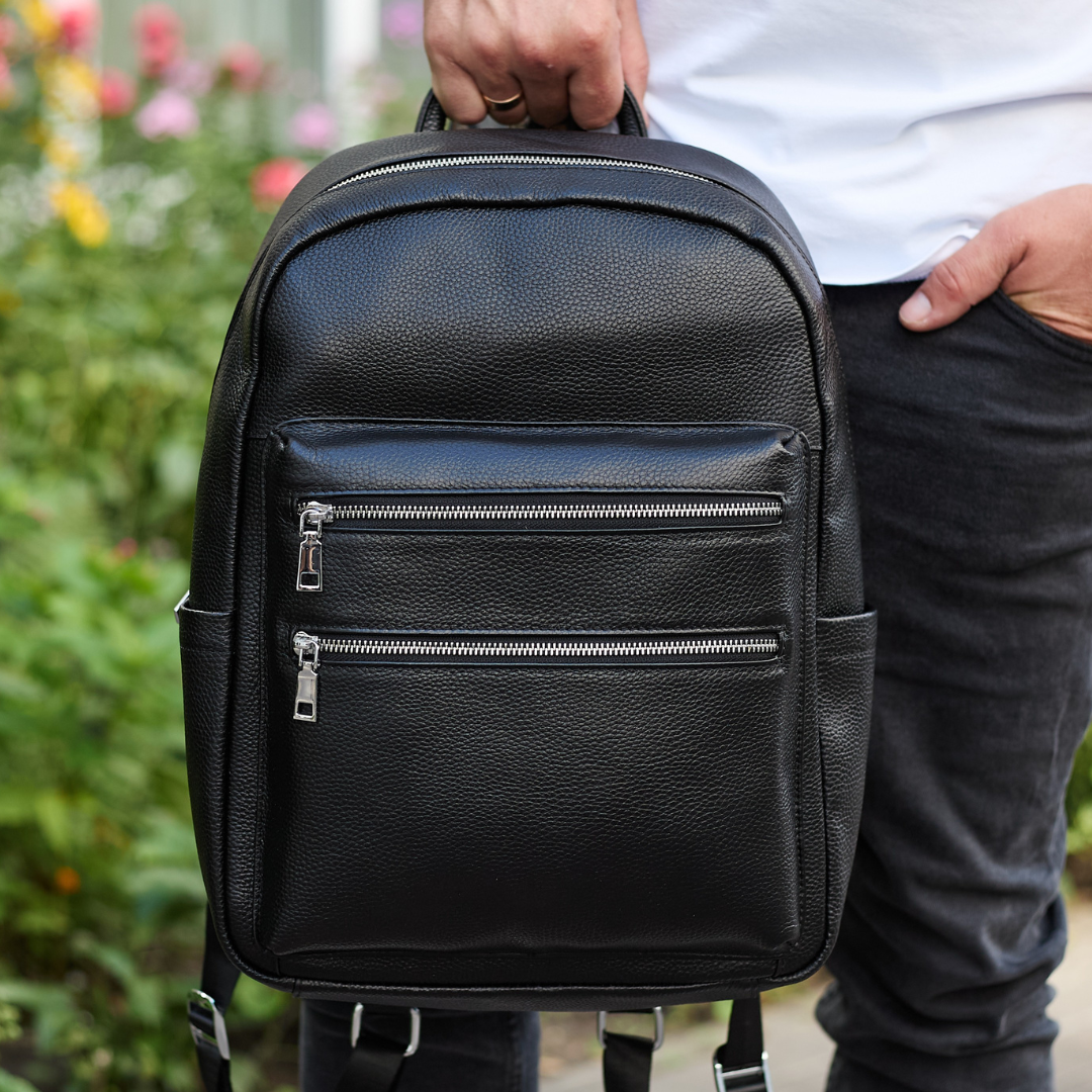 Городской рюкзак мужской Tiding Bag кожаный 41х30х17 см Черный (85923)