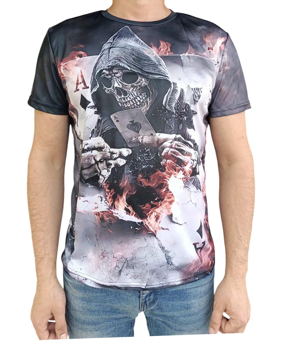 Футболка с черепом/скелетом/картами XL (433-01)