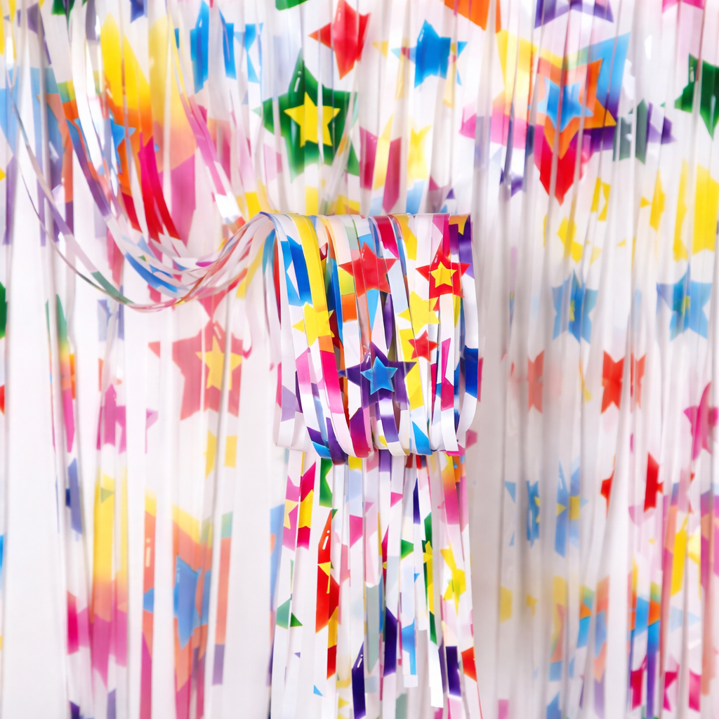 Шторка дощик для фотозони з принтом зірочок 2x1 м Різнокольоровий (65434)