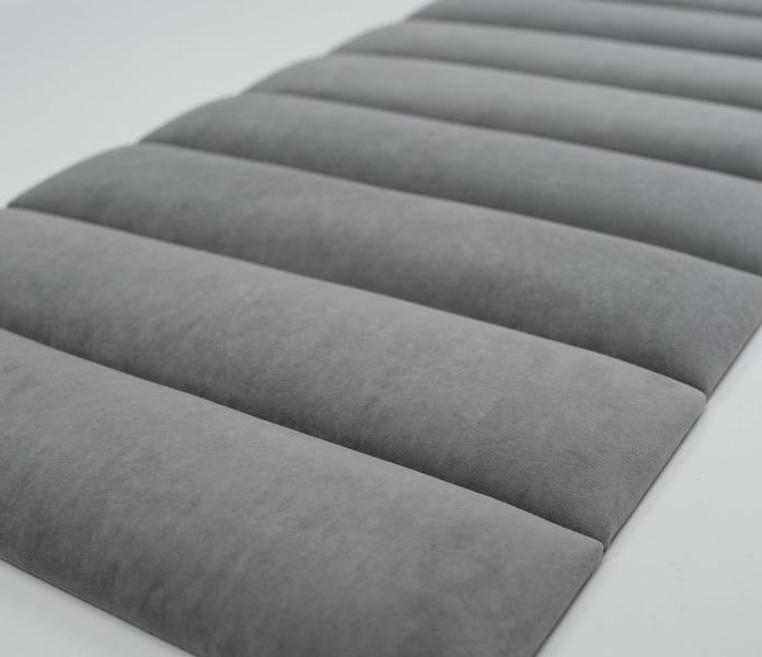 Стінова панель самоклеюча м'яка Soft Pan велюр 15x90х3,7 см матовий Сталь (159001) - фото 4