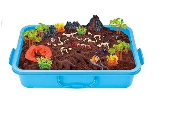 Кинетический песок 1200 г с формочками/инструментами и фигурками (29194979)