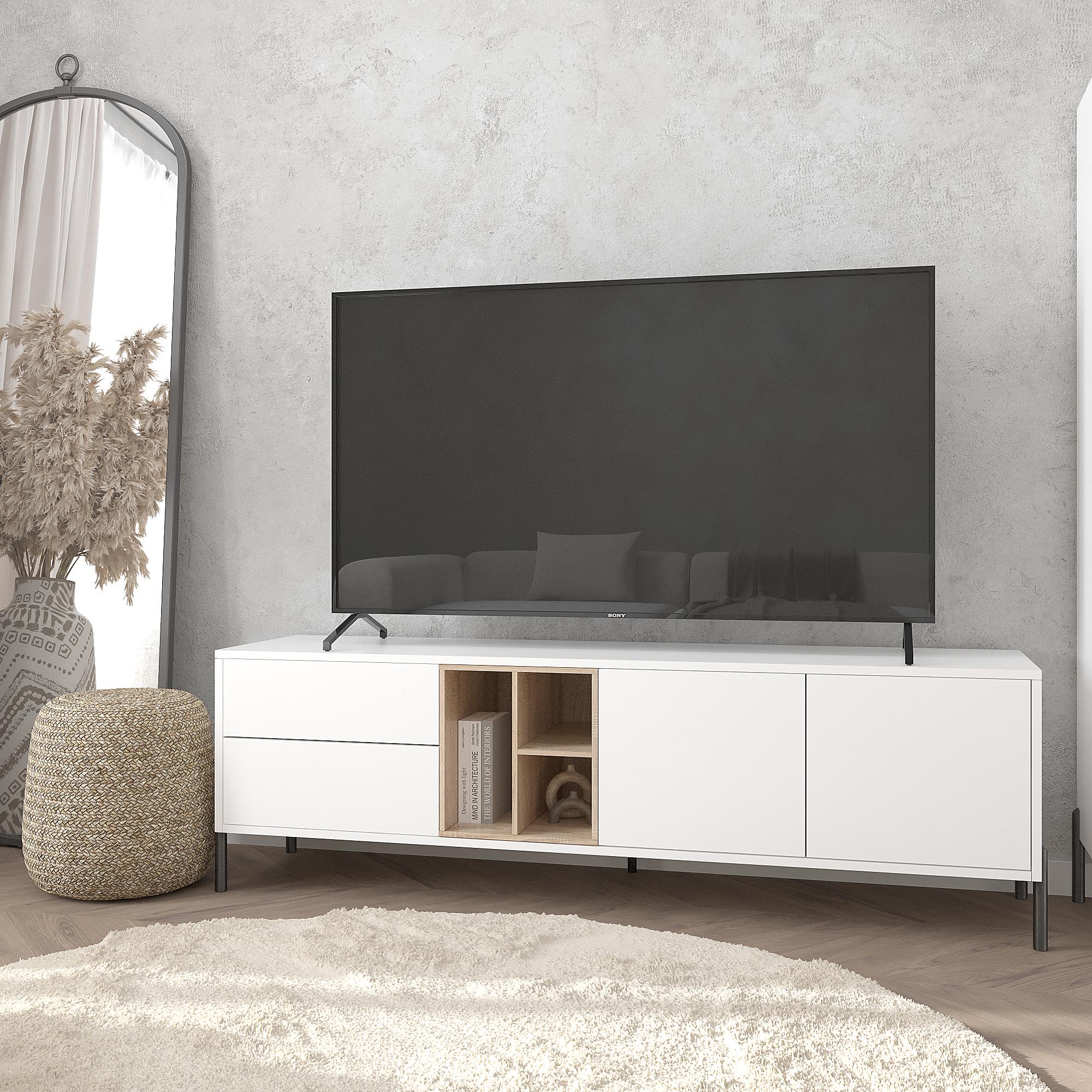 Тумба під телевізор Норді ТУ-ТВ-2 Норді 500х1600х400 мм Білий/Дуб Сонома