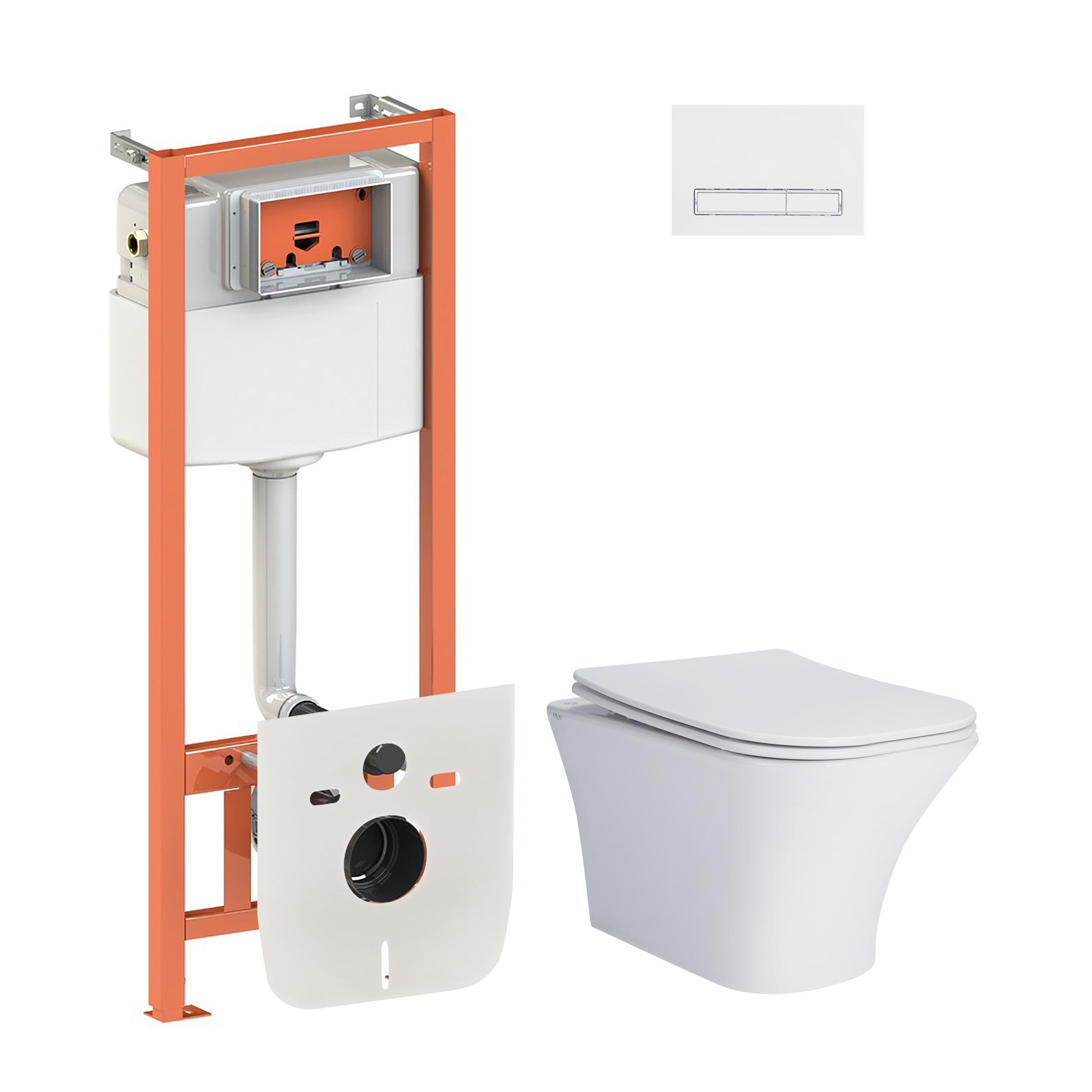 Комплект инсталляции Q-tap Nest QT24332615EW0133M425M08V1384W с унитазом кнопка Белый (124712)