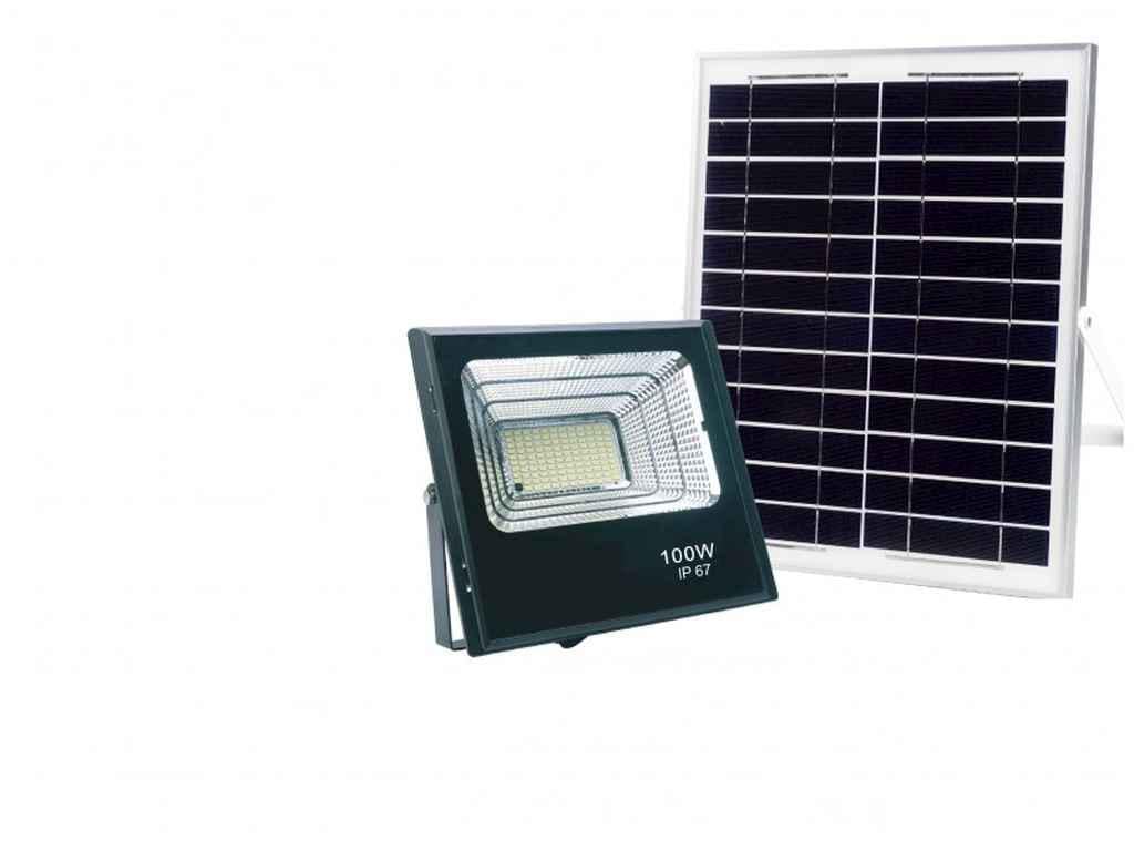 Прожектор Luxel 100W 6500K LED на сонячних батареях з м/хв датчиком руху IP65 (SFL-100C)