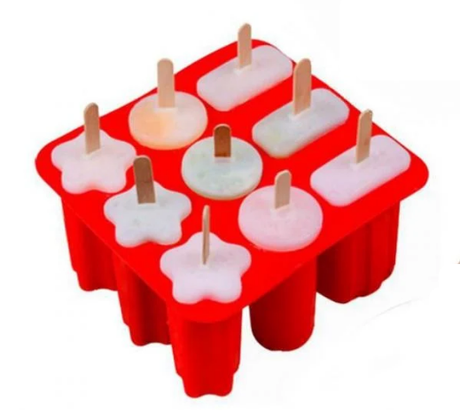 Форма для мороженого SNS эскимо силиконовая с крышечками на 9 ячеек 16x17,5 см Красный (1203950459)