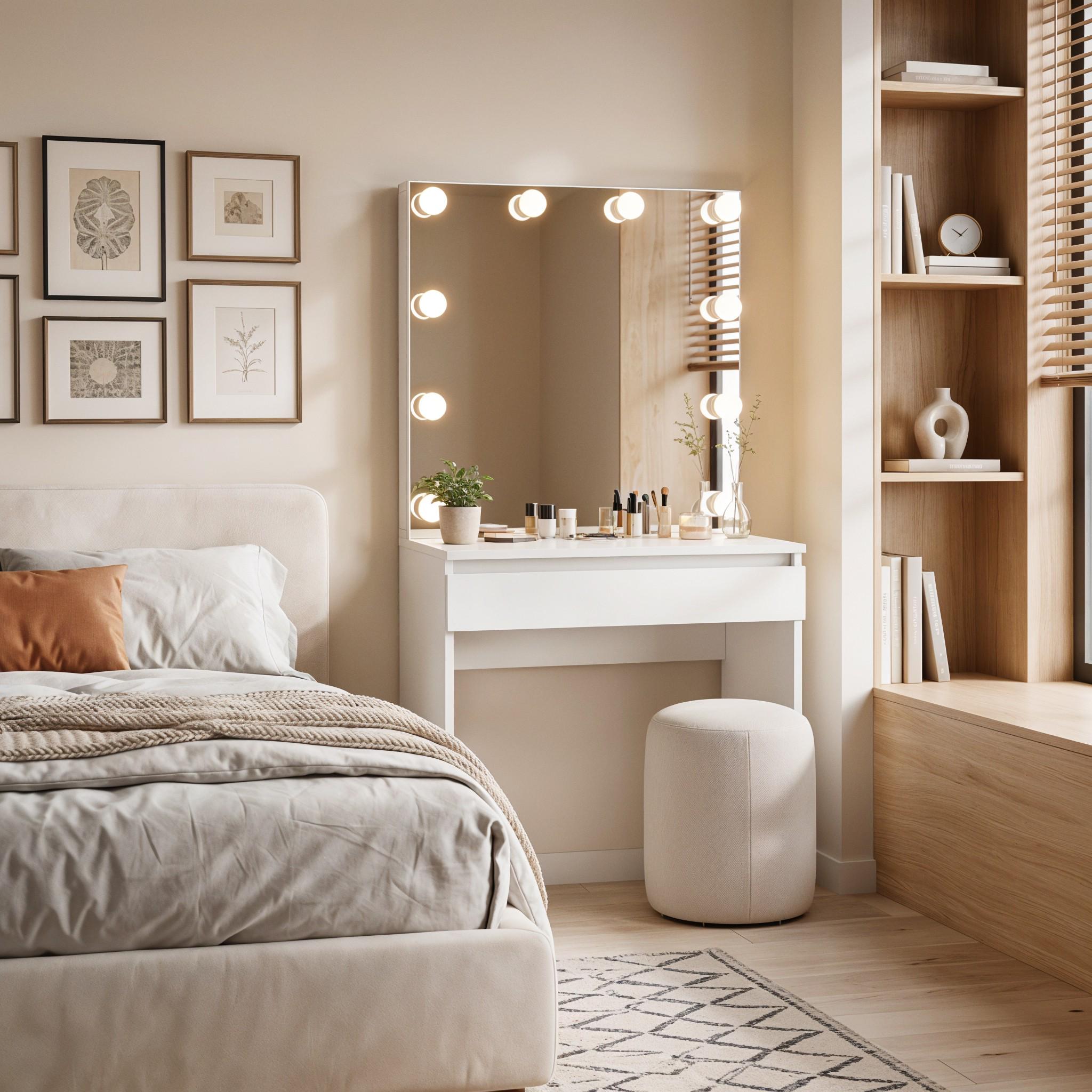 Туалетный столик с лампочками ST1PB 800x400x1600 мм Белый