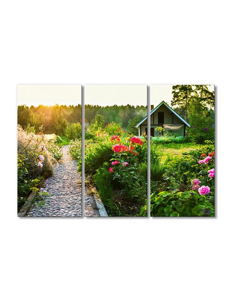 Картина модульная Садовый рай на своем участке 3 модуля 50x75 см