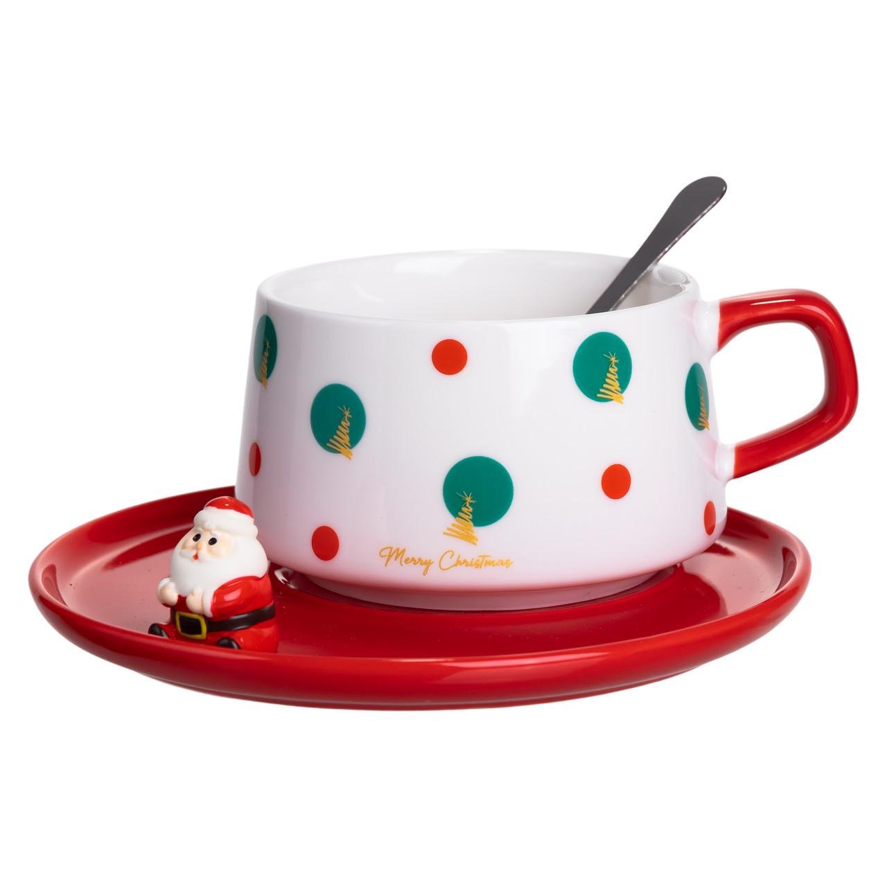 Чашка для латте-арту порцелянова Christmas Tree з блюдцем 250 мл (FM-CS-10D) - фото 2 Чашка для латте-арту порцелянова Christmas Tree з блюдцем 250 мл (FM-CS-10D) - фото 2