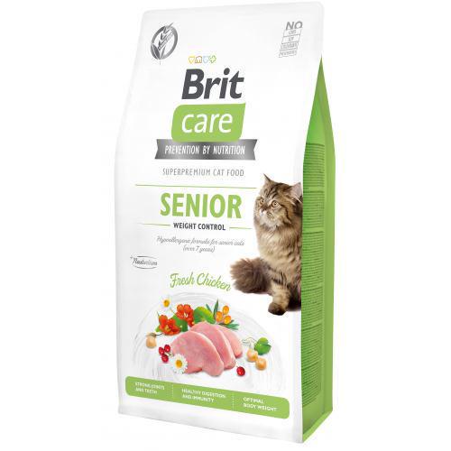 Корм сухой Brit Care Cat GF Senior Weight Control для пожилых кошек Курица 7 кг