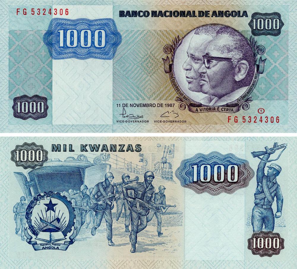 Коллекционная банкнота Ангола 1000 кванза 1987 UNC P121b (Б18101)