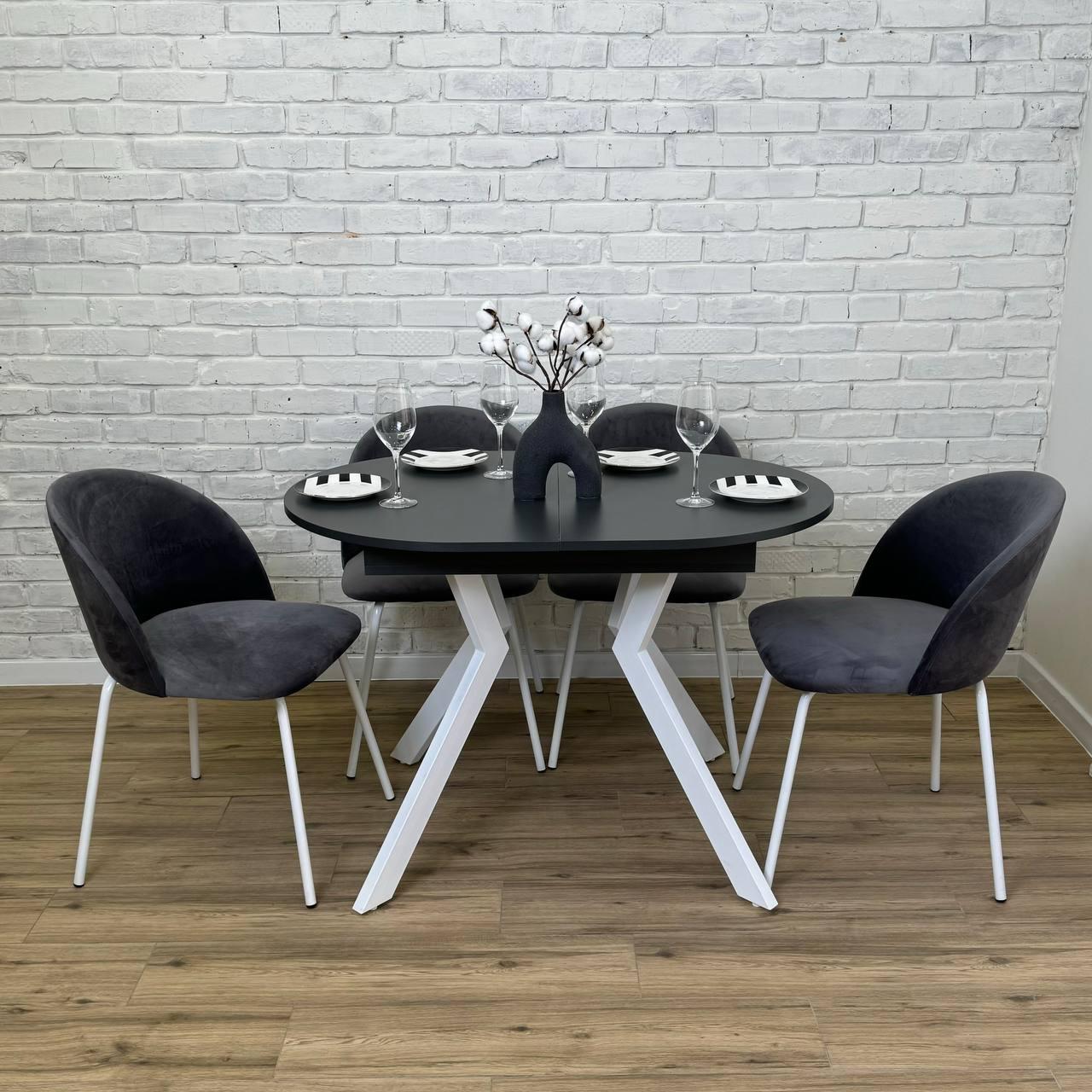 Стол кухонный раздвижной Ronni 1100 УТП027906 Loft Антрацит/Белый мат