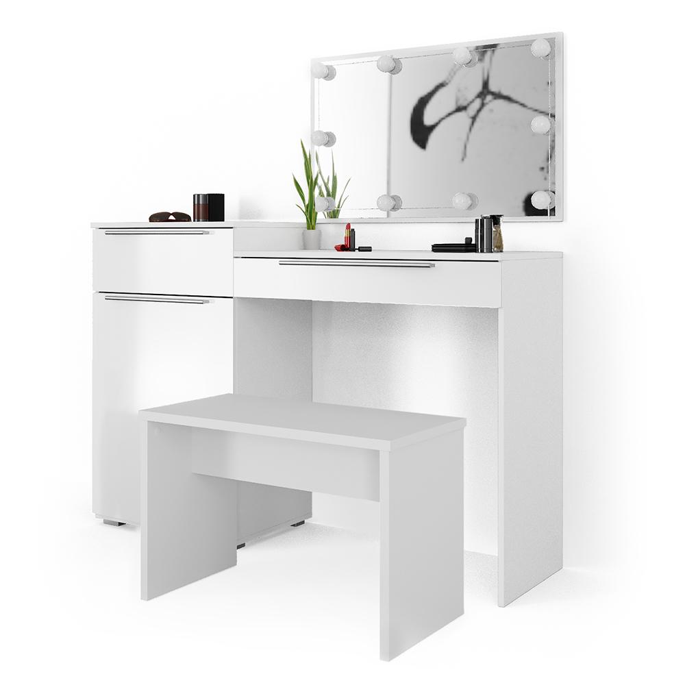 Туалетный столик Vicco Lilli Small с подсветкой и скамейкой Белый глянец - фото 7 Туалетный столик Vicco Lilli Small с подсветкой и скамейкой Белый глянец - фото 7