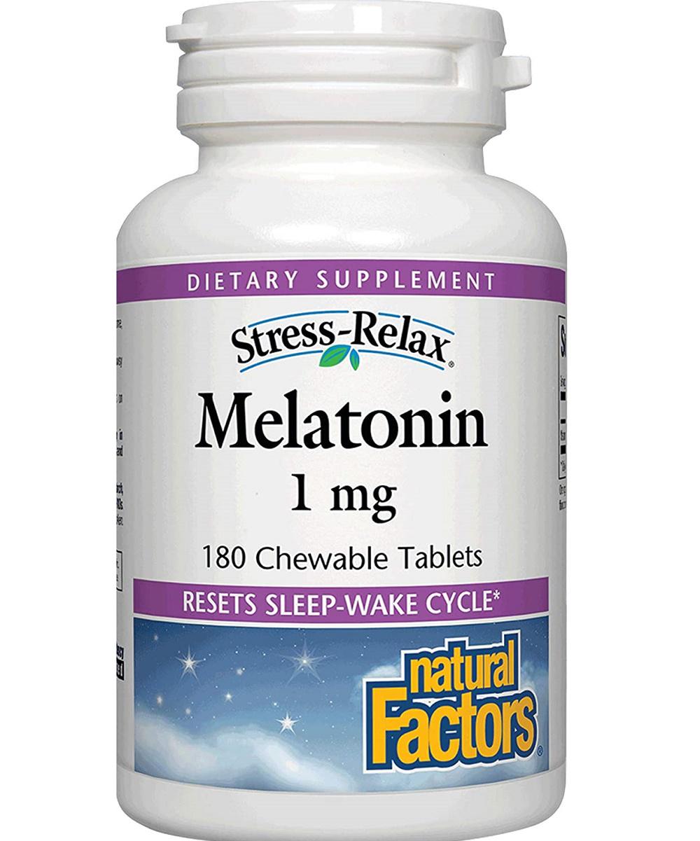 Мелатонин для сна Natural Factors Stress-Relax Melatonin 1 mg 180 Chewable Tabs