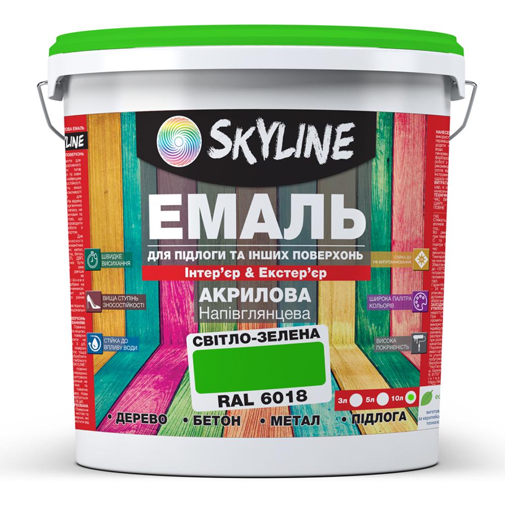 Емаль для підлоги SkyLine акрилова напівглянцева 10 л RAL 6018 Салатовий