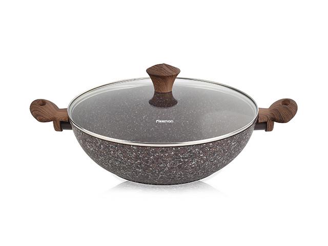 Сковорідка Fissman WOK Magic Brown 30х9 см алюмінієва з кам'яним антипригарним покриттям (4871)